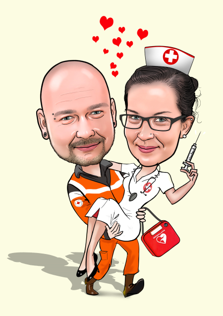 Karikatur vom Foto als Geschenk